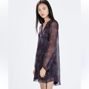 Zara Long Sleeve Floral Shift Dress